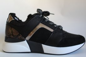 Damen Sneaker gefüttert schwarz gold  
