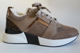 Damen Sneaker gefüttert taupe gold  