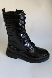 Damen Stiefel schwarz/croco Lack 